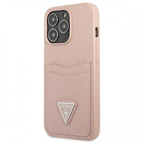 Guess Saffiano Double Card Case for iPhone 13 Pro Pink image 2