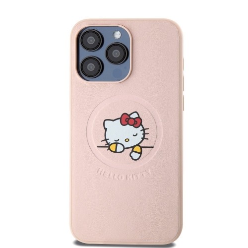 Hello Kitty PU Kitty Asleep Logo MagSafe Case for iPhone 15 Pro Max Pink image 2