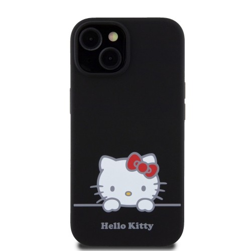 Hello Kitty Liquid Silicone Daydreaming Logo Case for iPhone 15 Black image 2
