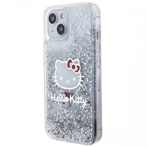 Hello Kitty HKHCP14SLIKHET iPhone 14 6.1" srebrny|silver hardcase Liquid Glitter Charms Kitty Head image 2