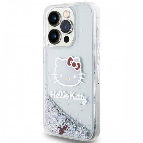Hello Kitty HKHCP14LLIKHET iPhone 14 Pro 6.1" srebrny|silver hardcase Liquid Glitter Charms Kitty Head image 2
