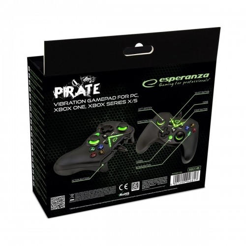 Игровой пульт Esperanza Pirate EGG114K USB 2.0 Чёрный Зеленый Microsoft Xbox One PC Xbox Series X Xbox Series S image 2