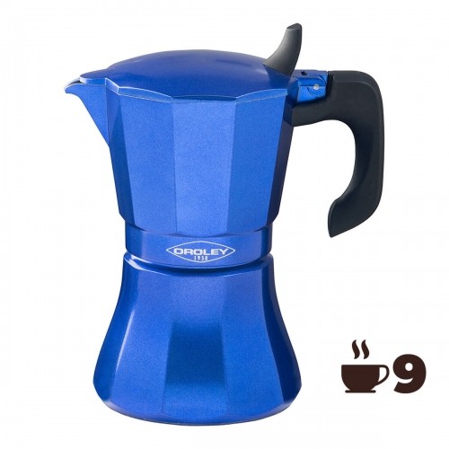 Italian Coffee Pot Oroley Petra 9 Cups Blue Aluminium image 2