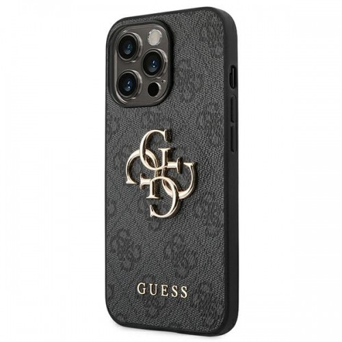 Guess PU 4G Metal Logo Case for iPhone 14 Pro Max Grey image 2