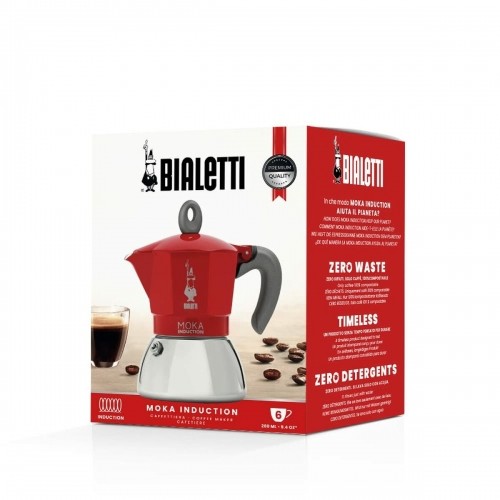Italian Coffee Pot Bialetti Moka Induction Black Red Metal Stainless steel Aluminium 300 ml 6 Cups image 2