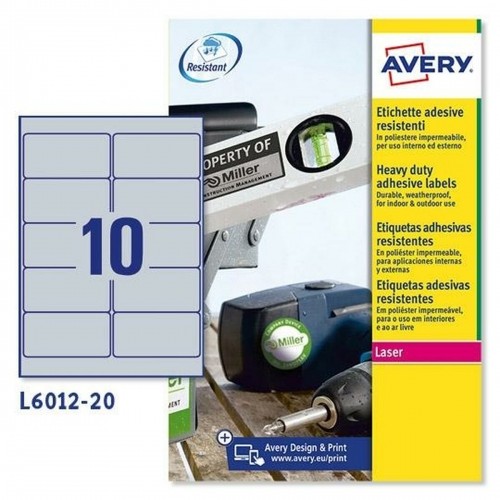 Printer Labels Avery Silver 20 Sheets 96 x 50,8 mm (5 Units) image 2