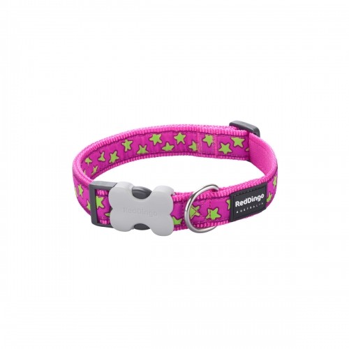 Dog collar Red Dingo STYLE STARS LIME ON HOT PINK 31-47 cm image 2