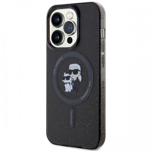 Karl Lagerfeld KLHMP15LHGKCNOK iPhone 15 Pro 6.1" czarny|black hardcase Karl&Choupette Glitter MagSafe image 2