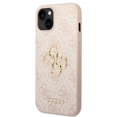 Guess PU 4G Metal Logo Case for iPhone 14 Pink image 2