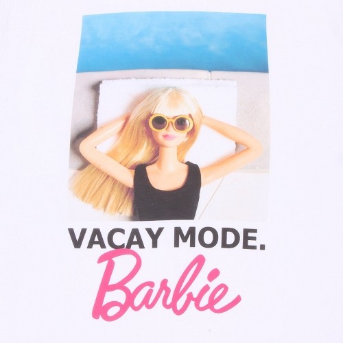Krekls ar Īsām Piedurknēm Barbie Vacay Mode Balts Unisekss image 2
