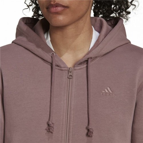 Sieviešu Sporta Krekls ar Kapuci un Rāvējslēdzēju Adidas ALL SZN Fleece Kafija Daudzkrāsains image 2