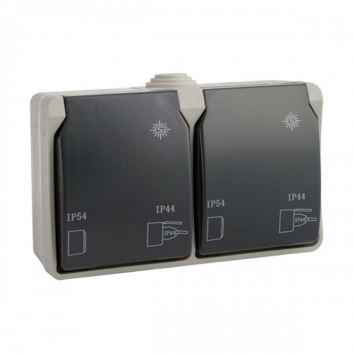 Plug socket Solera With lid Double Grey 16 A Surface image 2