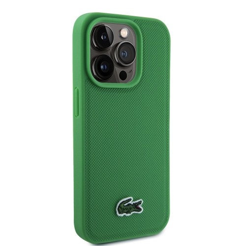 Lacoste Iconic Petit Pique Woven Logo MagSafe Case for iPhone 15 Pro Green image 2