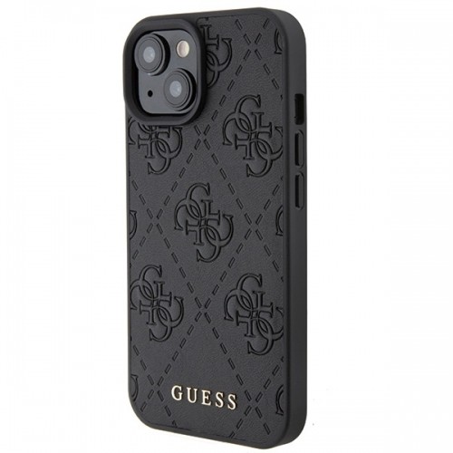 Guess GUHCP15SP4EPMK iPhone 15 | 14 | 13 6.1" czarny|black hardcase Leather 4G Stamped image 2