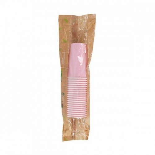 Set of glasses Algon Disposable Cardboard Pink 20 Pieces 220 ml (20 Units) image 2