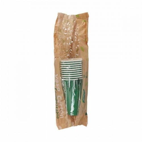 Set of glasses Algon Disposable Cardboard Green 10 Pieces 350 ml (20 Units) image 2