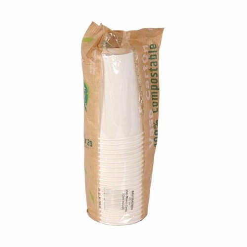 Set of glasses Algon Disposable Cardboard White 20 Pieces 220 ml (20 Units) image 2