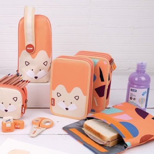 Double Pencil Case Milan Fun Animals Orange 19,5 x 13 x 5 cm 36 Pieces image 2