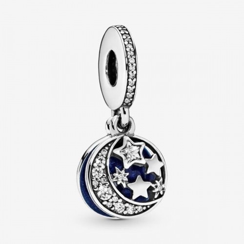 Woman's charm link Pandora MOON AND STAR SILVER image 2