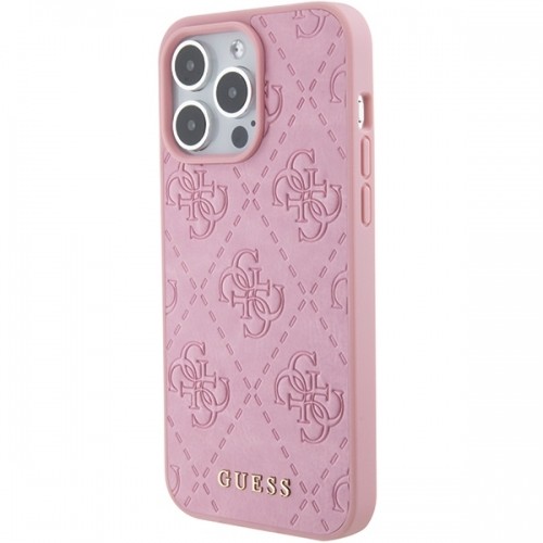 Guess GUHCP15LP4EPMP iPhone 15 Pro 6.1" różowy|pink hardcase Leather 4G Stamped image 2
