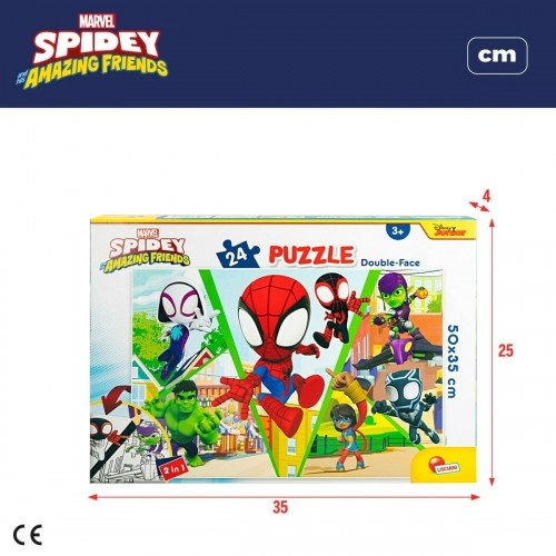 Child's Puzzle Spidey Double-sided 50 x 35 cm 24 Pieces (12 Units) image 2