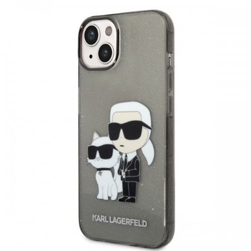 Karl Lagerfeld IML Glitter Karl and Choupette NFT Case for iPhone 14 Plus Black image 2