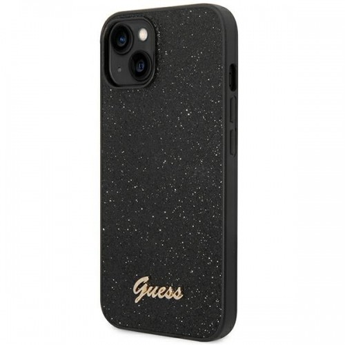 Guess PC|TPU Glitter Flakes Metal Logo Case for iPhone 14 Plus Black image 2