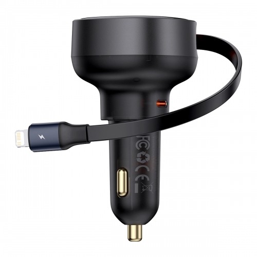 Baseus Enjoyment Pro USB-C (female) | Lightning (male) 60W car charger - black image 2