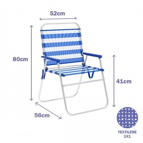 Saliekamais Krēsls Marbueno Strīpas Zils Balts 52 x 80 x 56 cm image 2