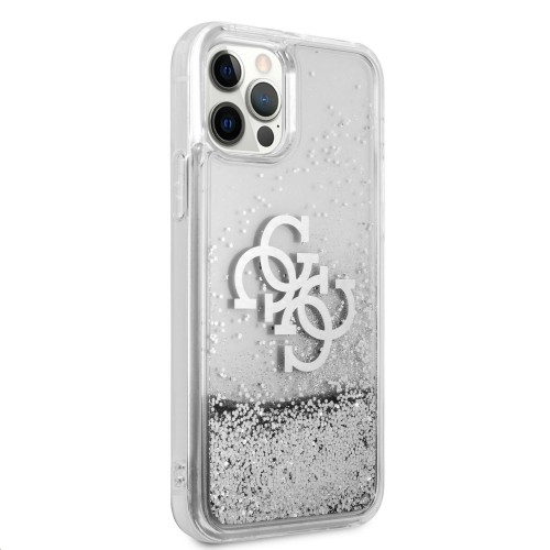 GUHCP12LLG4GSI Guess TPU Big 4G Liquid Glitter Silver Case for iPhone 12 Pro Max Transparent image 2