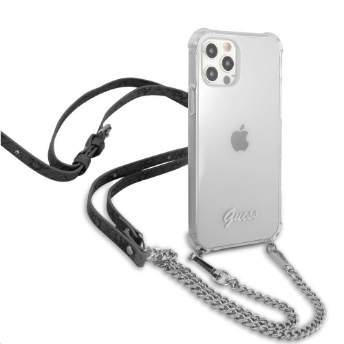 GUHCP12LKC4GSSI Guess PC Silver 4G Chain and Script Case for iPhone 12 Pro Max Transparent image 2