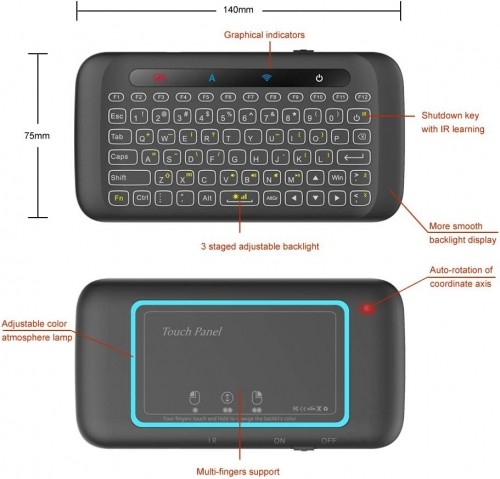 Fusion Accessories Мини-беспроводная клавиатура Fusion H120 + тачпад для ПК | PS4 | Xbox | Смарт ТВ | Андроид черный image 2