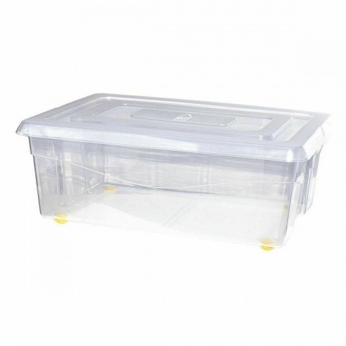 Storage Box with Wheels With lid Transparent 32 L (6 Units) image 2