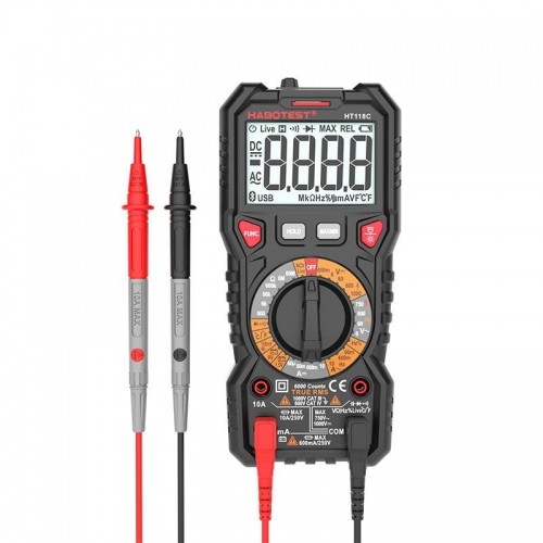 Digital Multimeter with Flashlight Habotest HT118C, True RMS, NCV, battery testing image 2