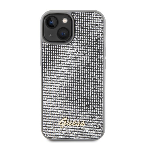 Guess PU Square Mirror Script Logo Case for iPhone 15 Silver image 2