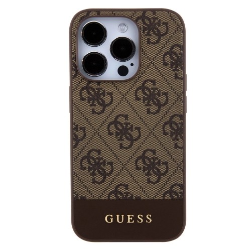 Guess PU 4G Stripe MagSafe Case for iPhone 15 Pro Max Brown image 2