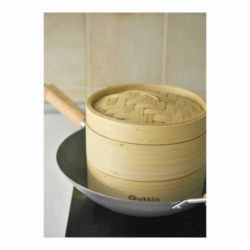 Food Steamer Quttin 2 levels Bamboo 20 x 15 cm (12 Units) (19-17 x 15.5 cm) image 2