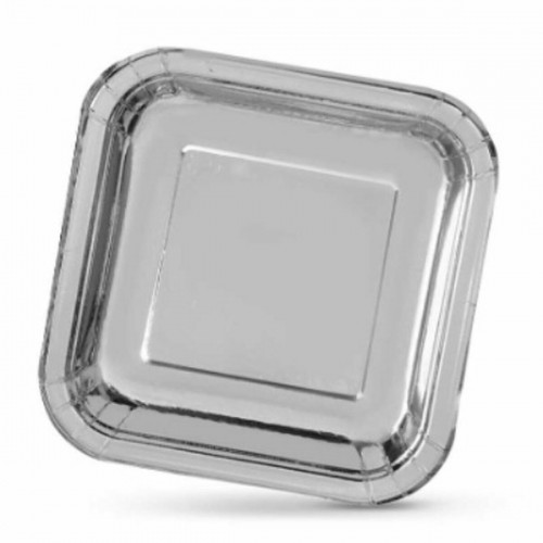 Plate set Algon Silver Disposable Cardboard Squared 23 x 23 x 1,5 cm (36 Units) image 2