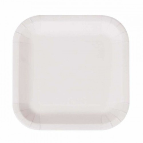 Plate set Algon Disposable White Cardboard Squared 26 cm (15 Units) image 2
