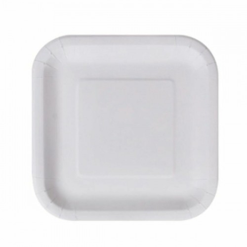 Plate set Algon Disposable White Cardboard Squared 23 cm (24 Units) image 2