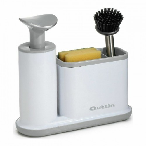 2-in-1 Soap Dispenser for the Kitchen Sink Quttin White Grey 21,5 x 8 x 20 cm (8 Units) image 2