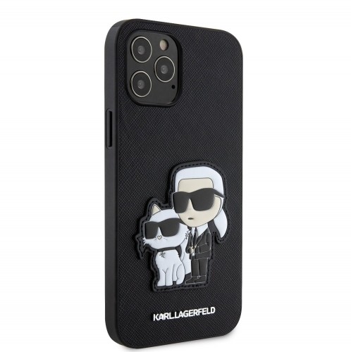Karl Lagerfeld PU Saffiano Karl and Choupette NFT Case for iPhone 12 Pro Max Black image 2