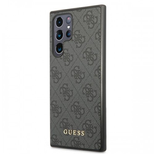 Guess GUHCS22LG4GFGR S22 Ultra S908 szary|grey hard case 4G Metal Gold Logo image 2