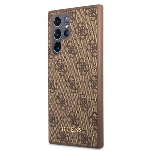 Guess GUHCS22LG4GFBR S22 Ultra S908 brązowy|brown hard case 4G Metal Gold Logo image 2