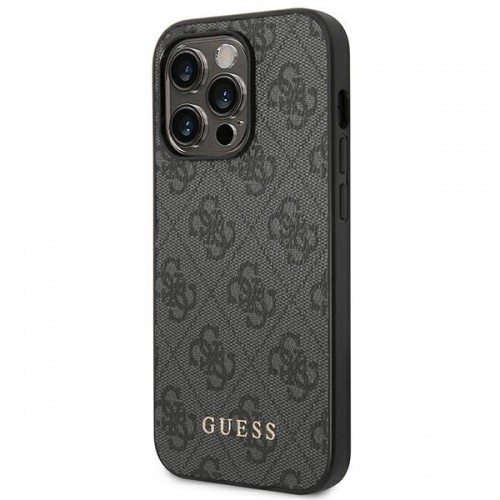 Guess GUHCP14LG4GFGR iPhone 14 Pro 6,1" szary|grey hard case 4G Metal Gold Logo image 2