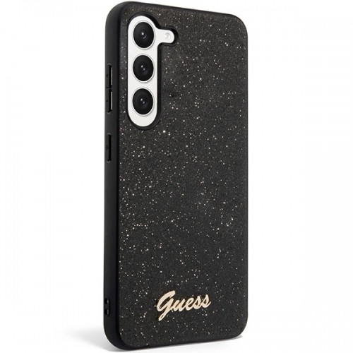 Guess PC|TPU Glitter Flakes Metal Logo Case for Samsung Galaxy S23 Black image 2