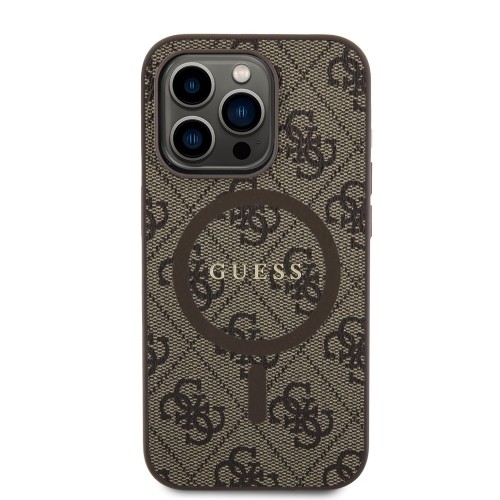 Guess PU Leather 4G Colored Ring MagSafe Case for iPhone 14 Pro Brown image 2
