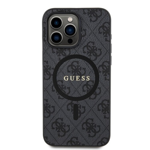 Guess PU Leather 4G Colored Ring MagSafe Case for iPhone 15 Pro Max Black image 2