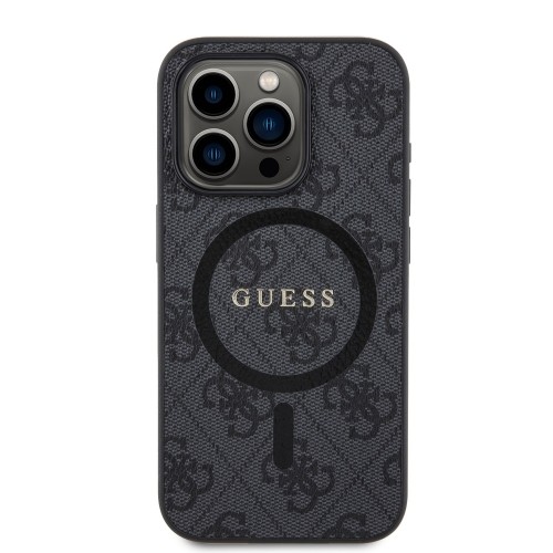 Guess PU Leather 4G Colored Ring MagSafe Case for iPhone 15 Pro Black image 2
