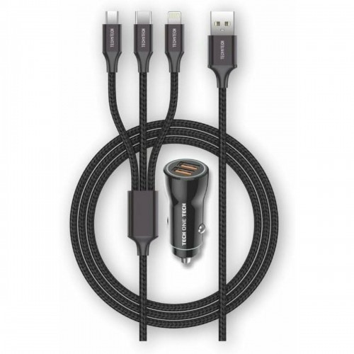Универсальное USB-зарядное для авто + кабель Tech One Tech Двойное USB x 2 1,2 m image 2